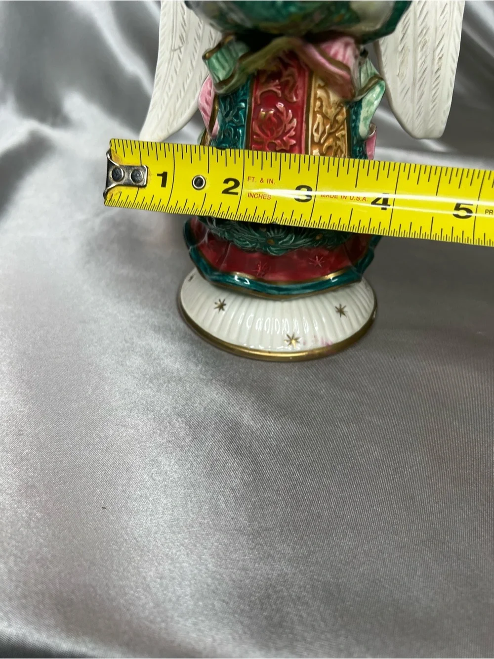 Fitz and Floyd Hand-Painted Angel in Green, Red, Gold and White